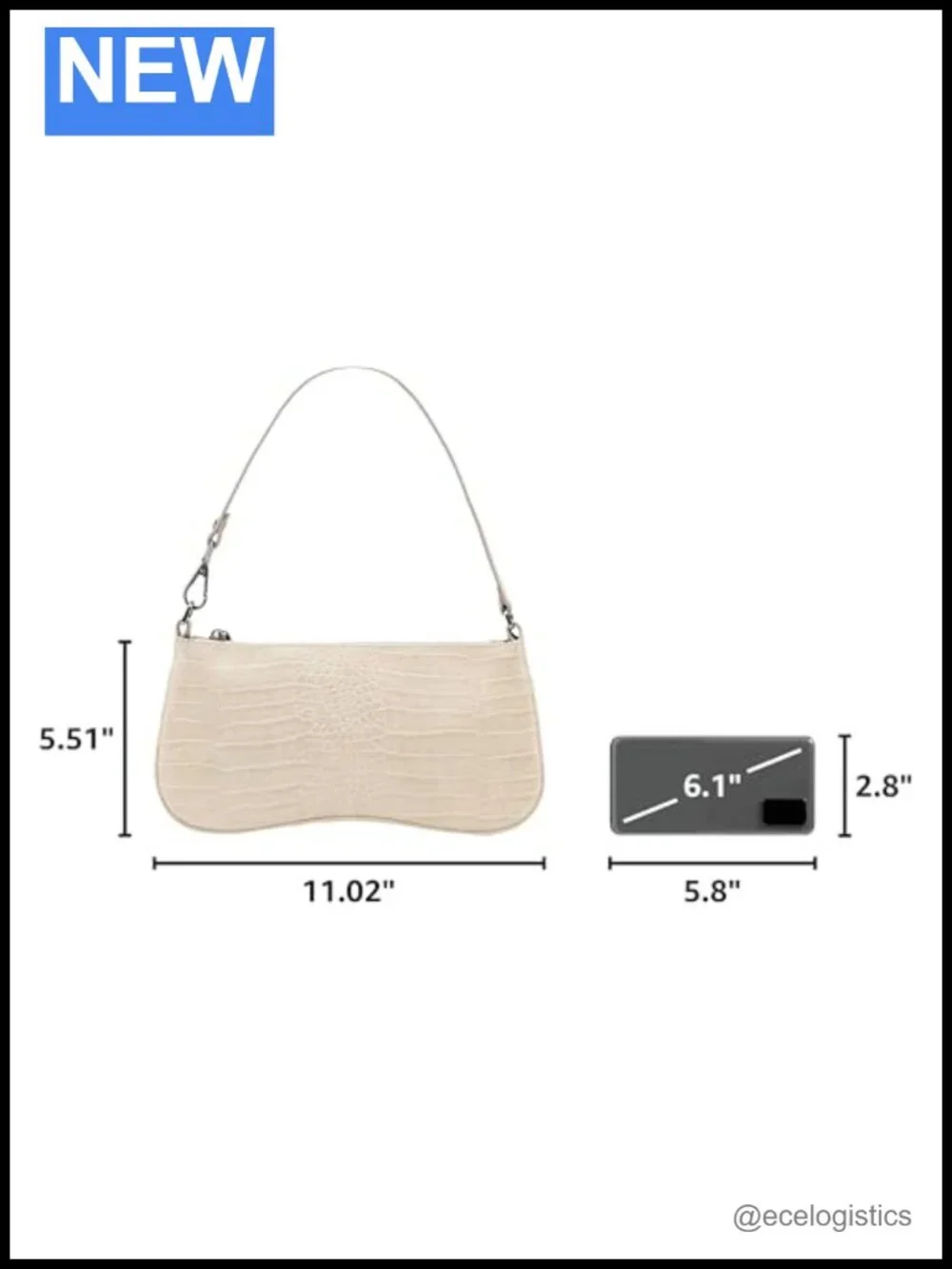 Vegan Leather Shoulder Bag Zip Closure Small Handbag